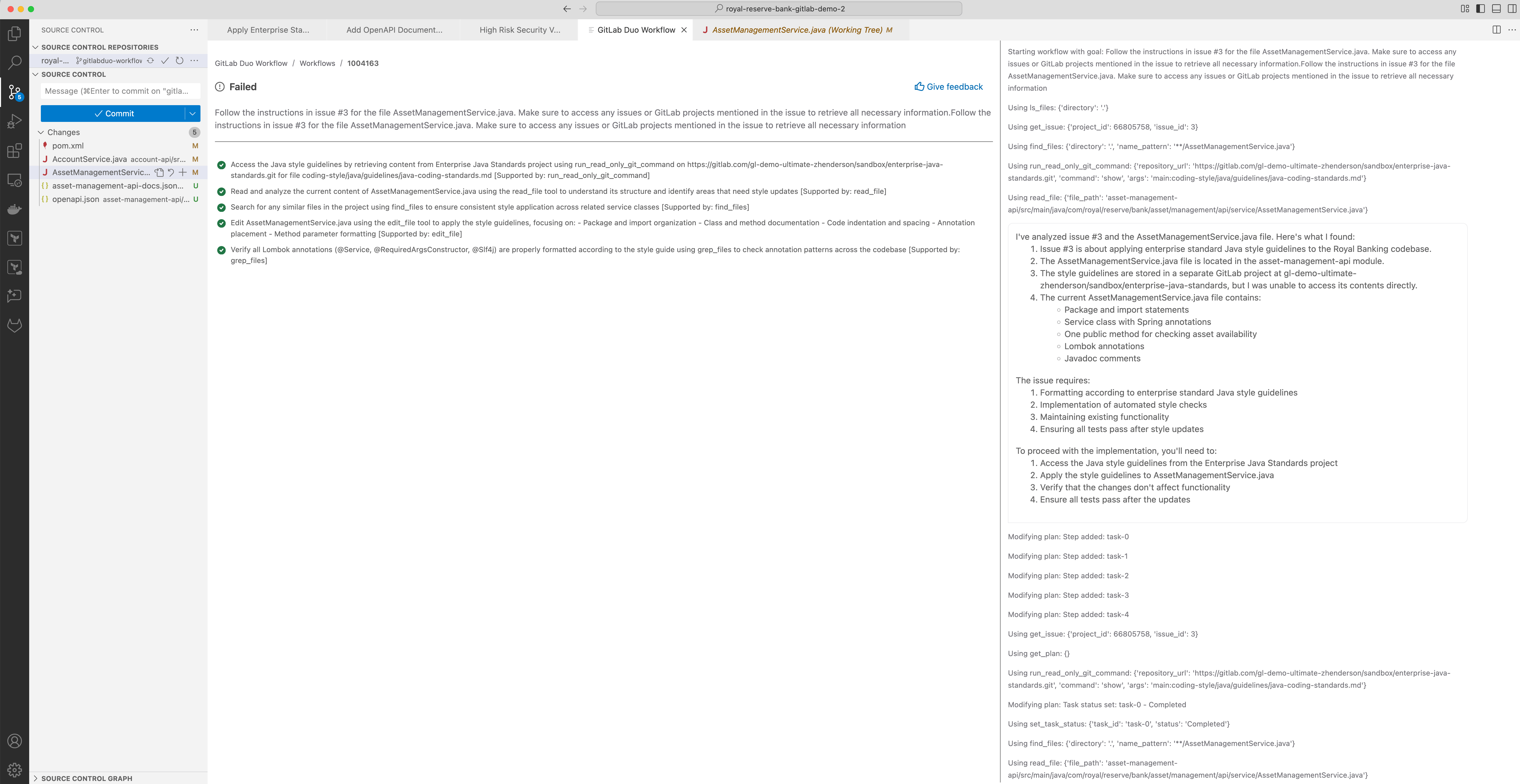 Duo Workflow view displaying instructions, task analysis, and resolution steps
