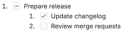 Example of ordered checkboxes in GitLab